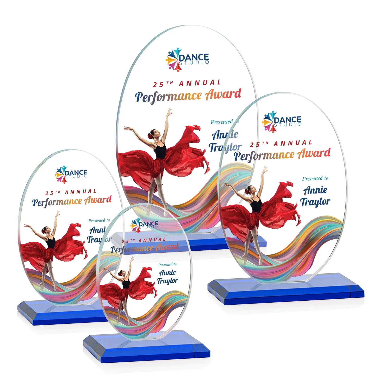 Customized Starfire Crystal Half-Inch-Thick Oval Award, awards for employee recognition