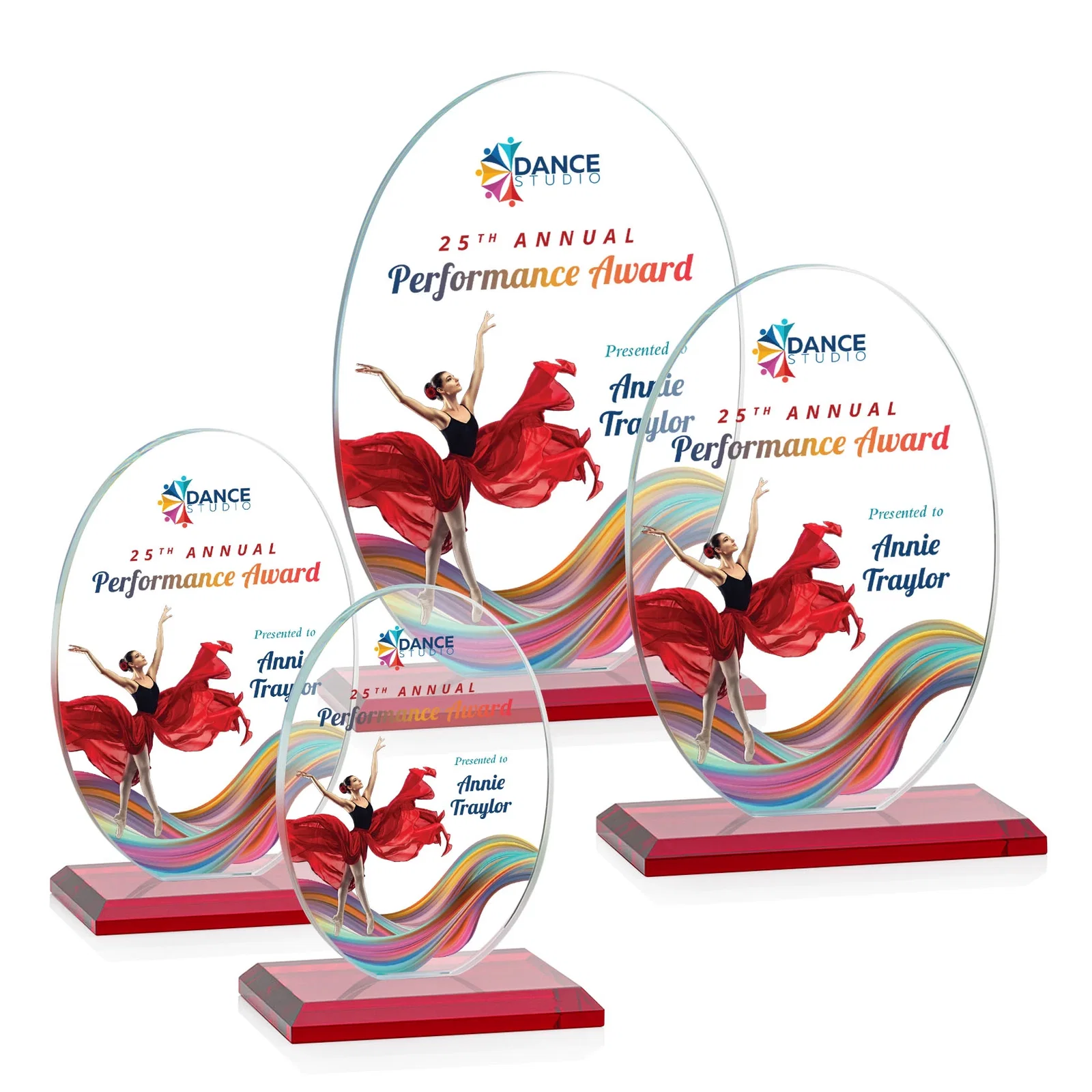 Customized Starfire Crystal Half-Inch-Thick Oval Award, awards for team milestone celebrations