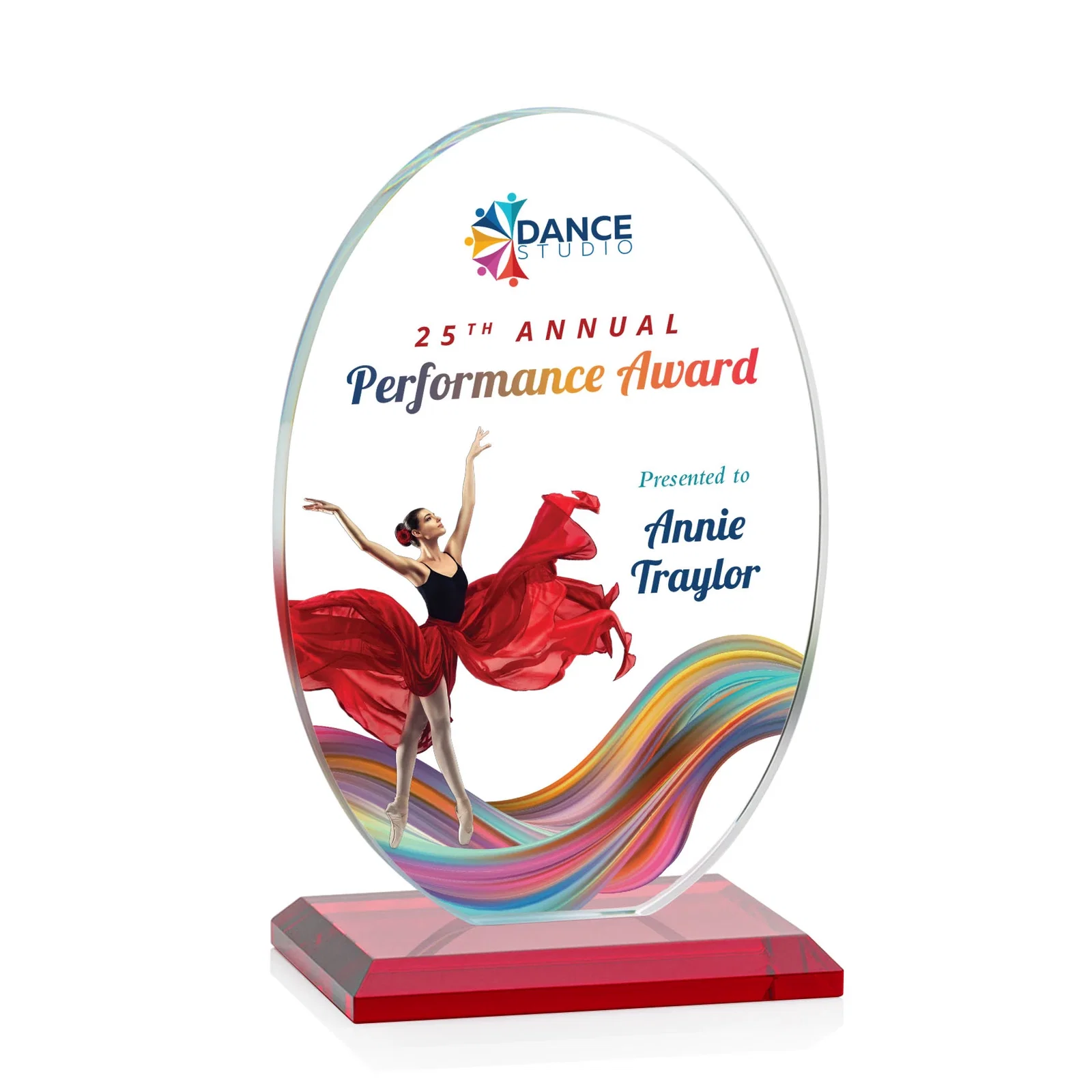 Customized Starfire Crystal Half-Inch-Thick Oval Award, awards for graduation ceremonies