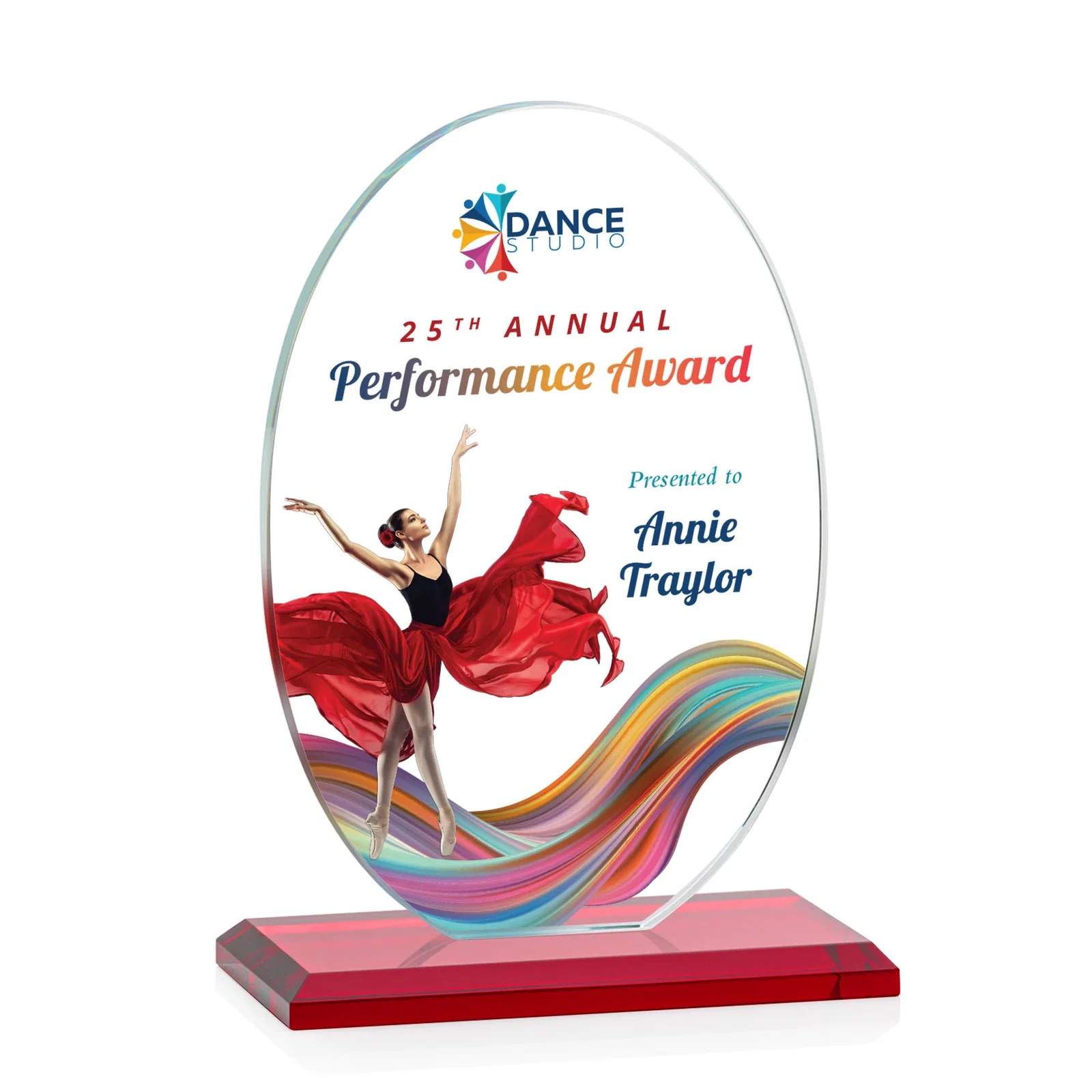 Customized Starfire Crystal Half-Inch-Thick Oval Award, awards for safety achievement programs