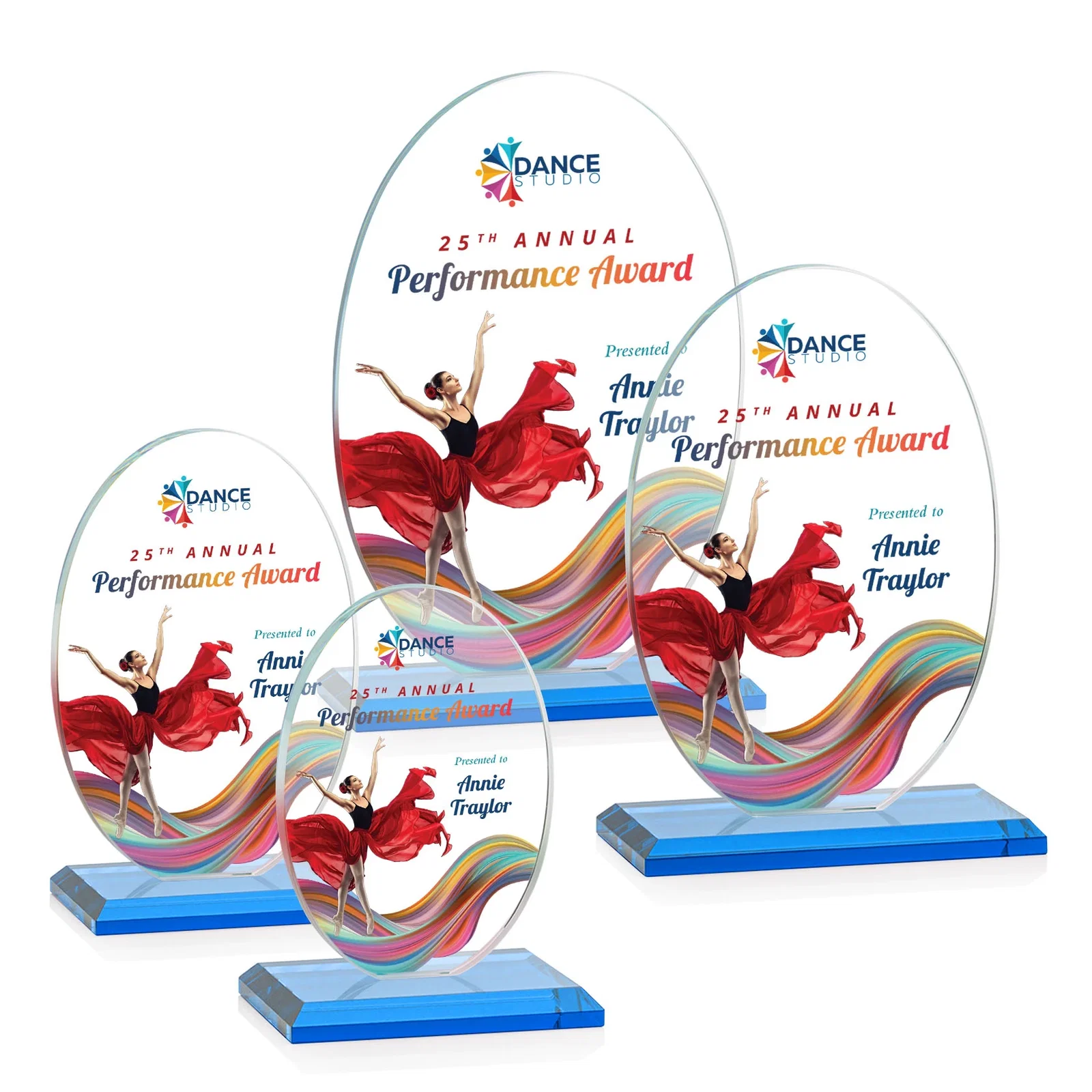 Customized Starfire Crystal Half-Inch-Thick Oval Award, awards for dealer and partner awards