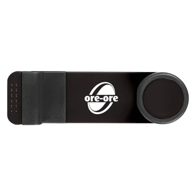 Black auto vent phone holder gripping a smartphone
