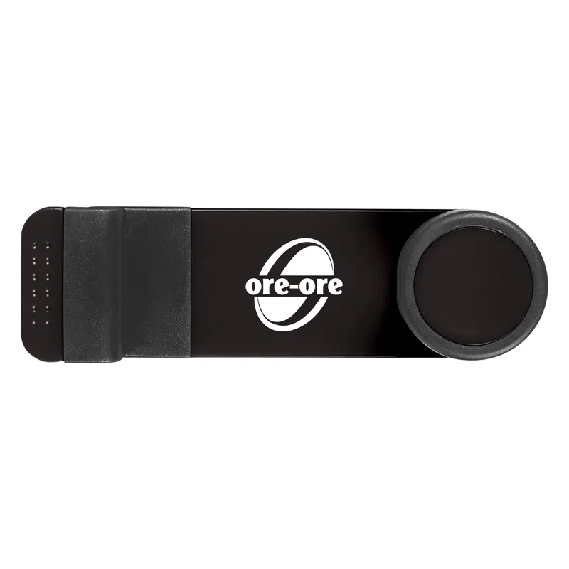 Red accent holder photographed from the front