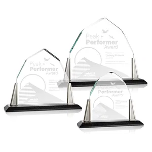 Peaked Starfire Crystal Award with Pewter Angle Posts