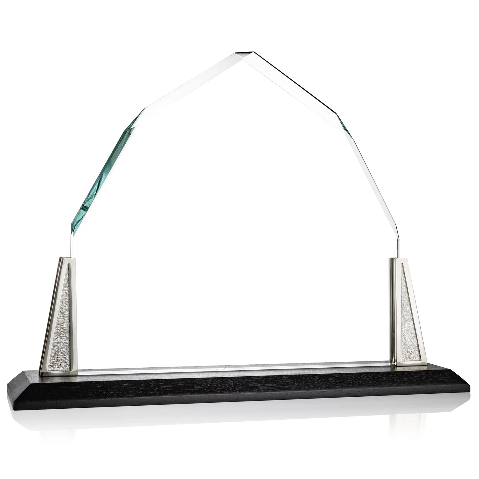 Personalized Peaked Starfire Crystal Award with Pewter Angle Posts, metal awards for graduation ceremonies