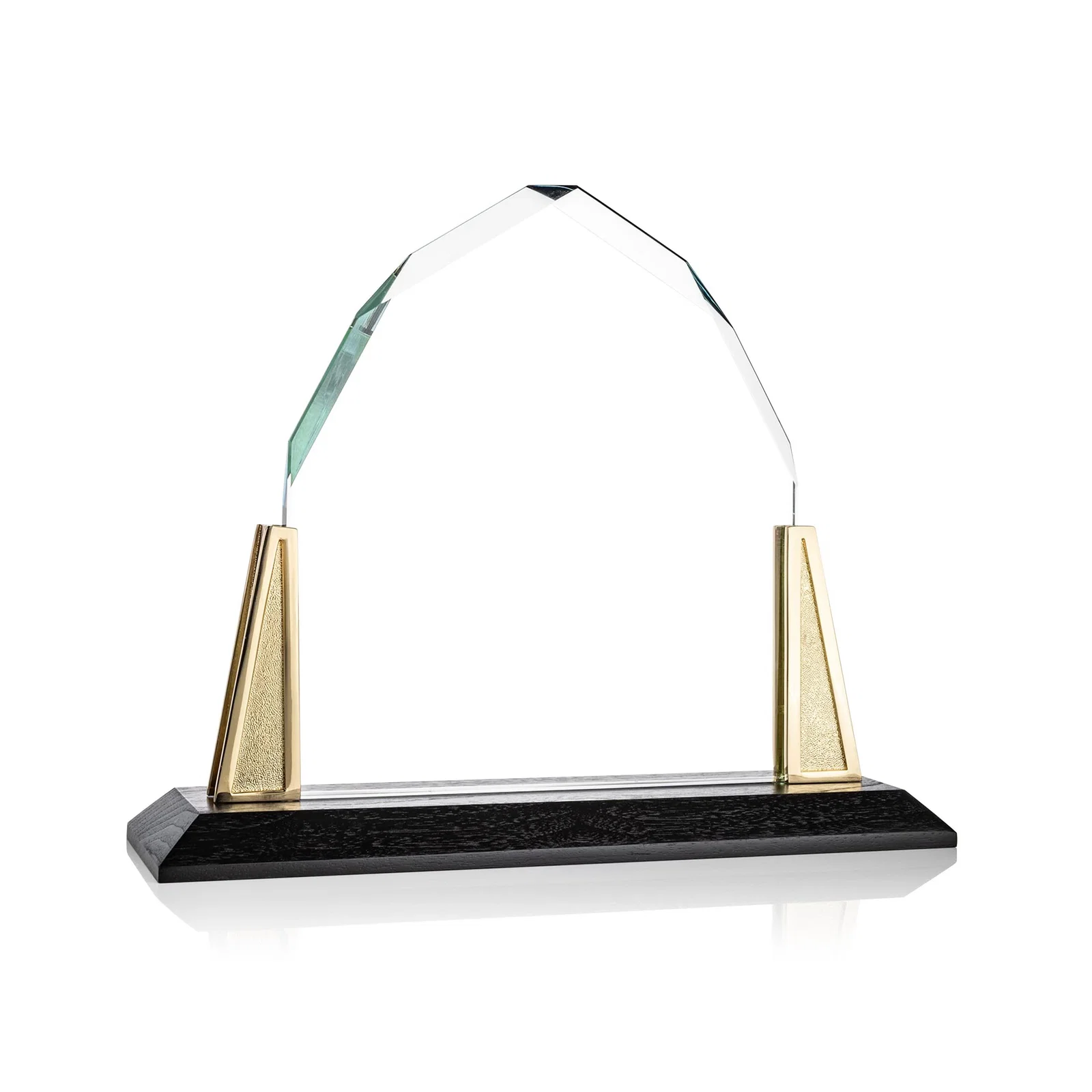 Personalized Peaked Starfire Crystal Award with Pewter Angle Posts, metal awards for safety achievement programs