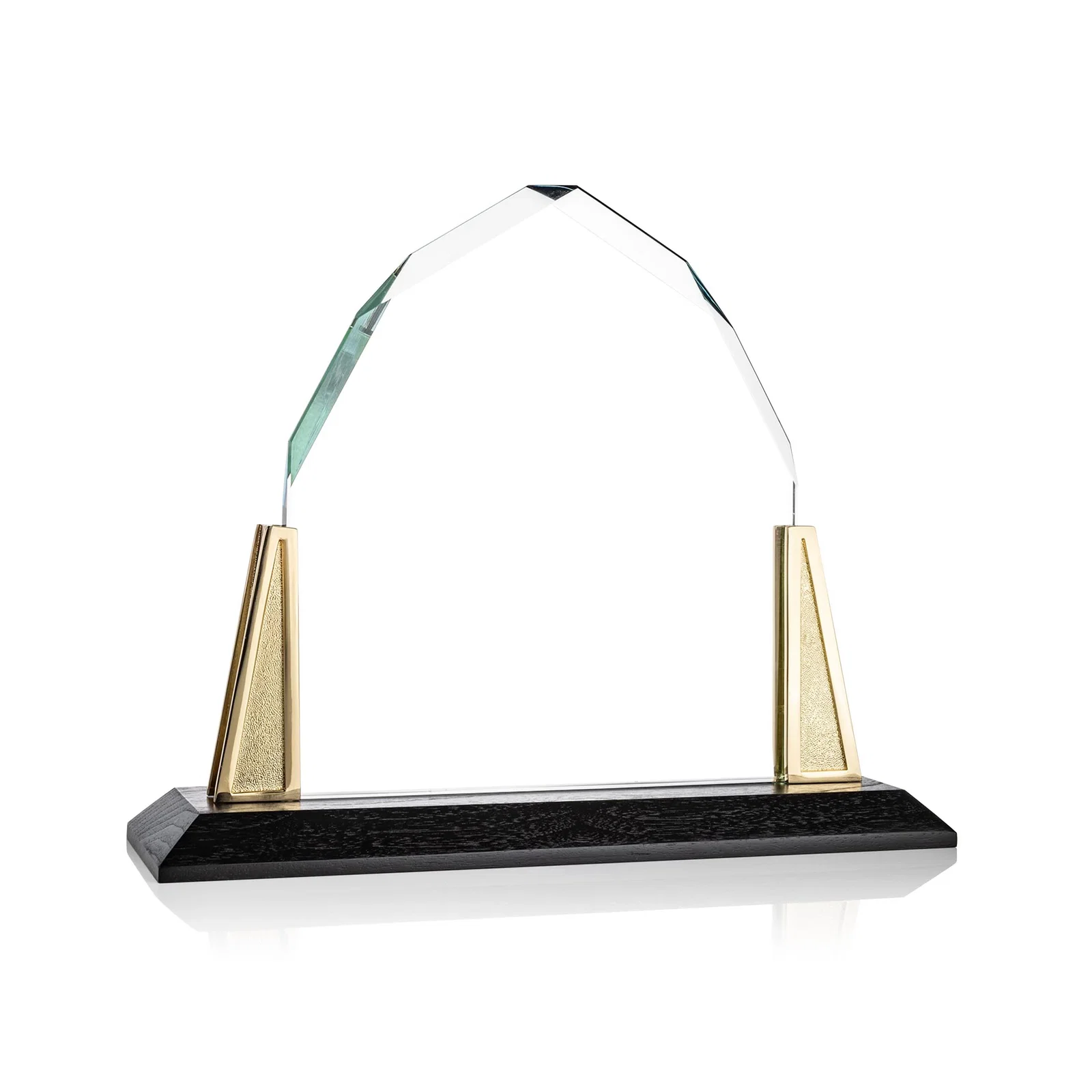 Personalized Peaked Starfire Crystal Award with Pewter Angle Posts, metal awards for company anniversary events