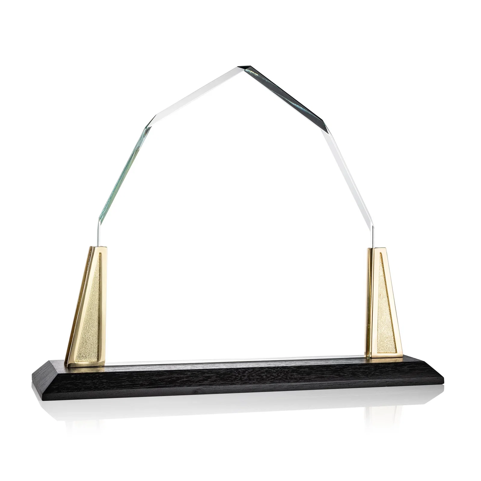 Promotional Peaked Starfire Crystal Award with Pewter Angle Posts, metal awards for employee recognition