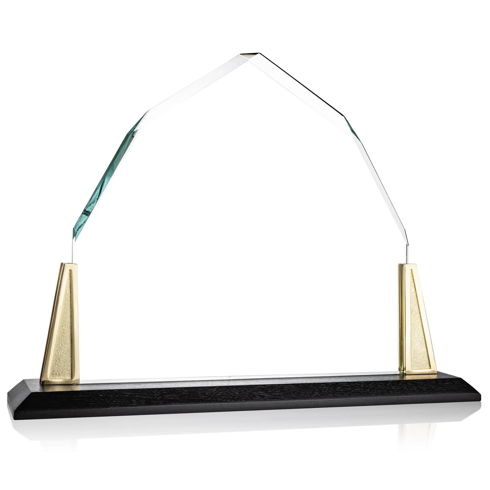 Promotional Peaked Starfire Crystal Award with Pewter Angle Posts, metal awards for corporate award ceremonies