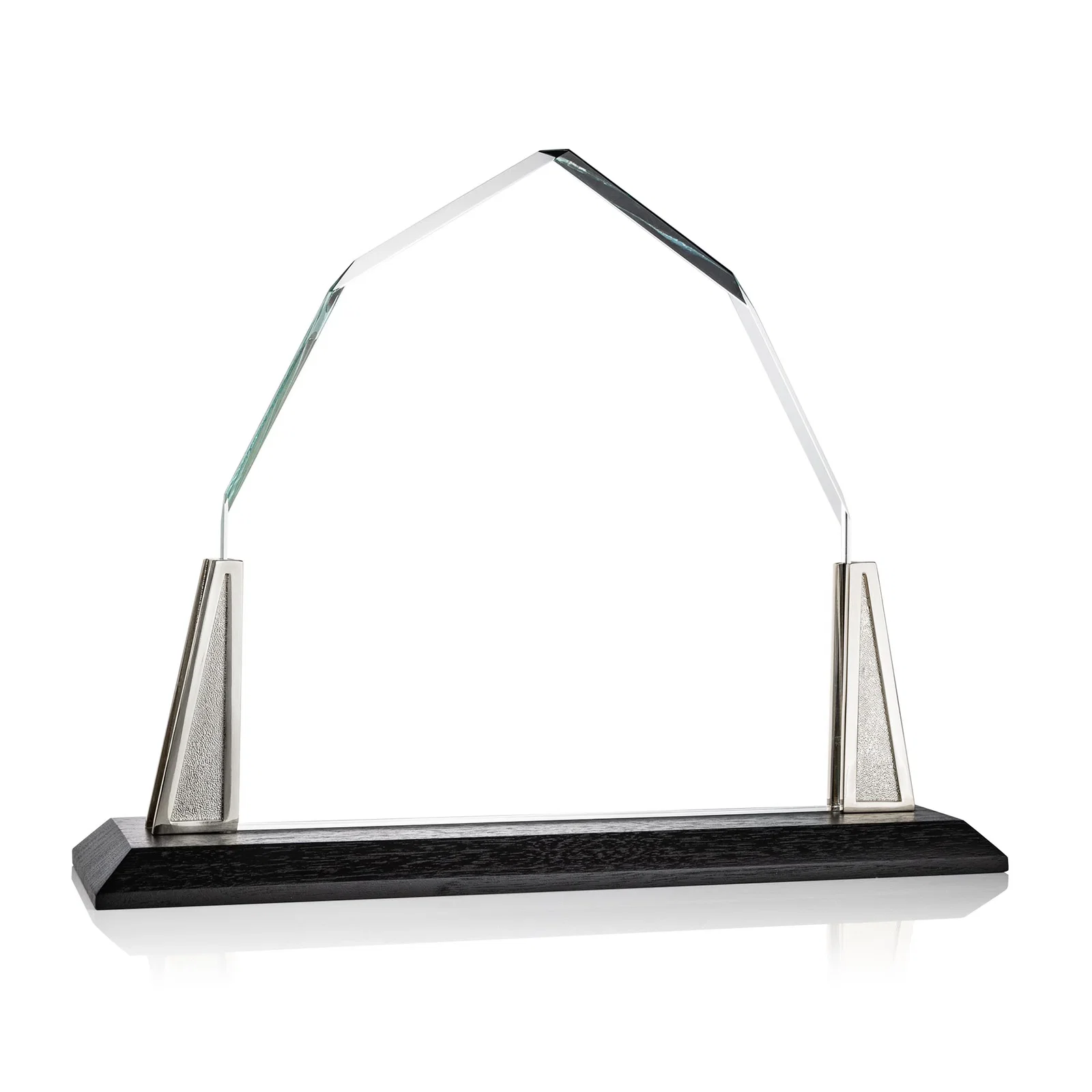 Promotional Peaked Starfire Crystal Award with Pewter Angle Posts, metal awards for sales achievement awards