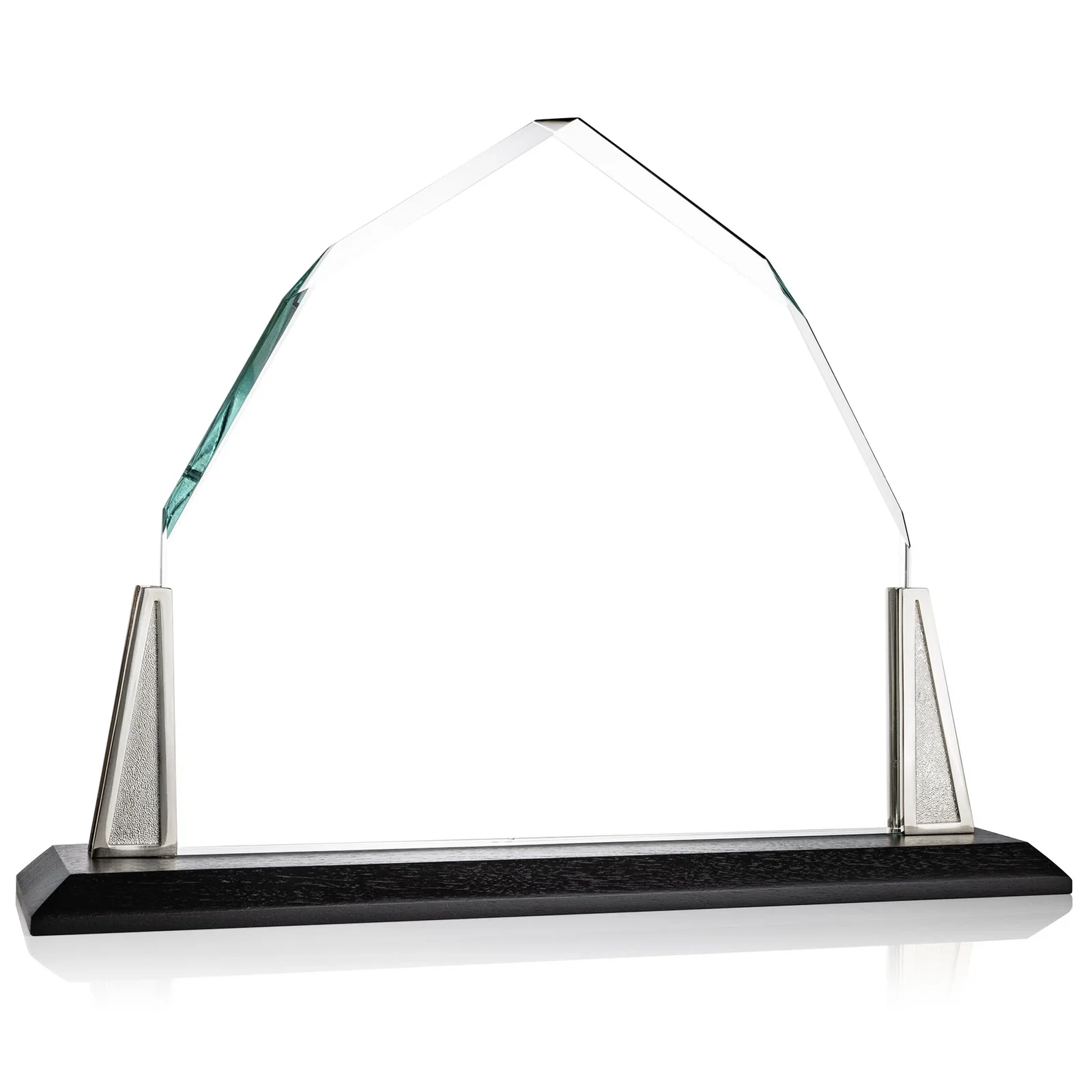 Promotional Peaked Starfire Crystal Award with Pewter Angle Posts, metal awards for retirement presentations