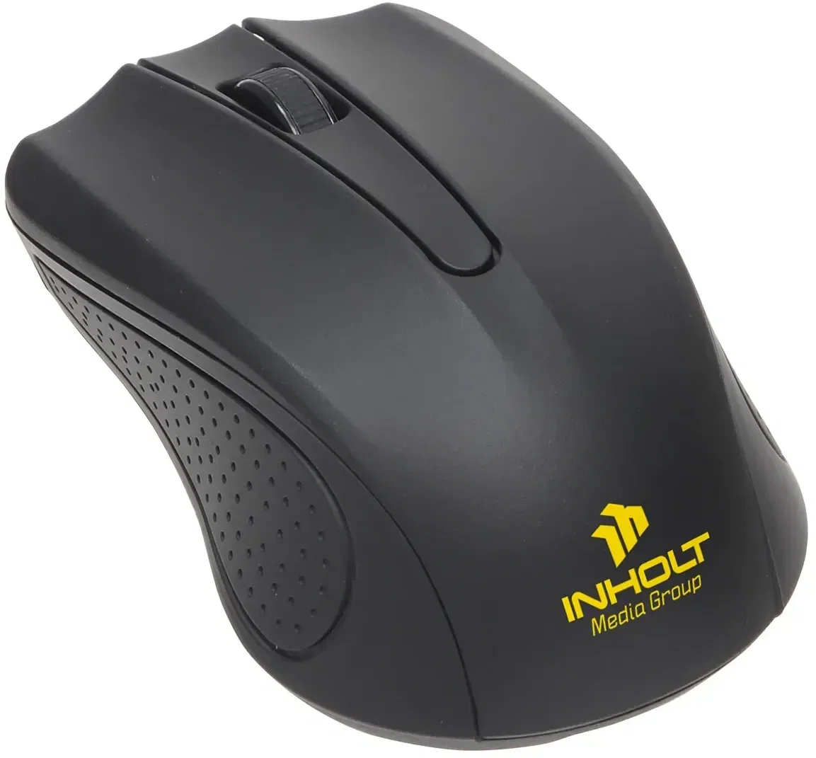 Custom Avant antimicrobial wireless optical mouse, top view of the branded desk accessory