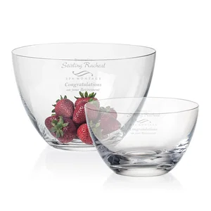 Lead Free Crystalline Bowl with Outward-Rounded Walls