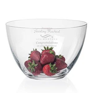 Lead Free Crystalline Bowl with Outward-Rounded Walls