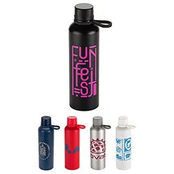 Custom branded Avento 25 oz recycled aluminum bottle, front view of promotional water bottle