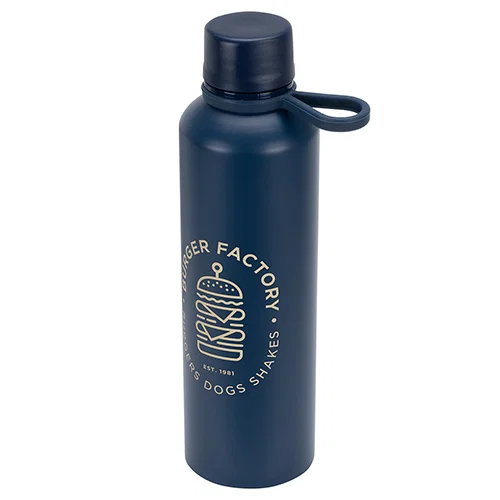 Promotional Avento 25 oz aluminum bottle, side profile of custom branded recycled water bottle