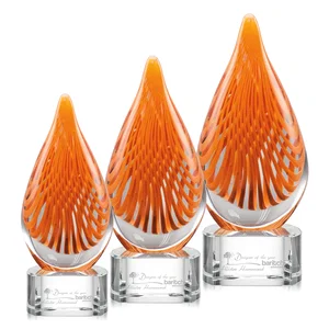 Orange Glass Abstract Flame Award on Optical Base