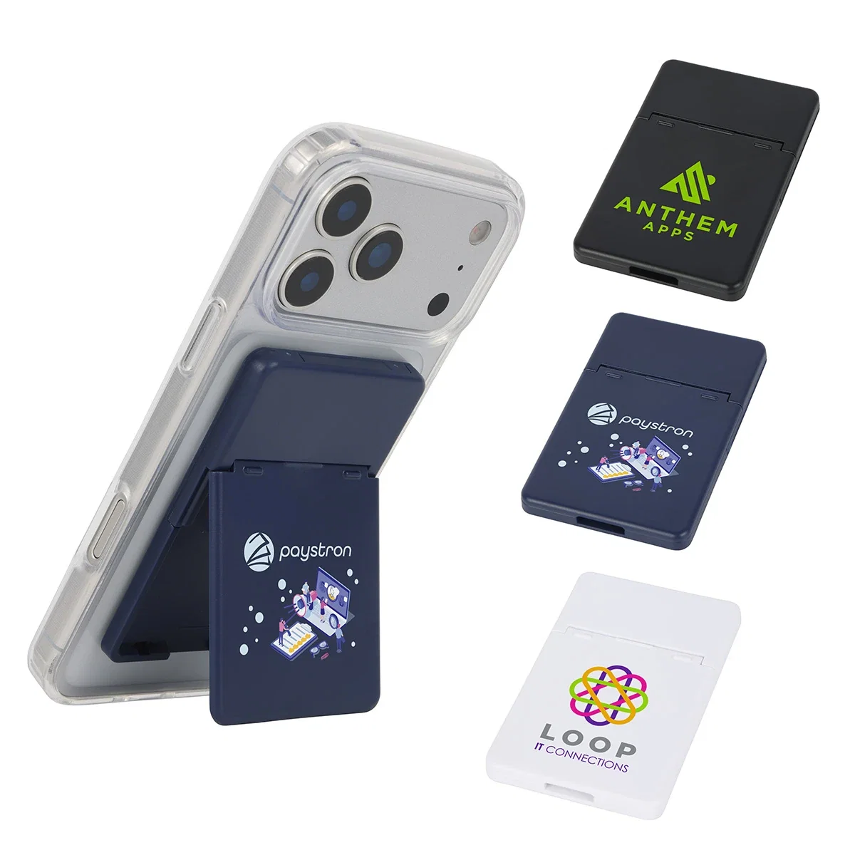 Custom Avenue Magnetic Phone Wallet & Stand, front view of the branded phone accessory