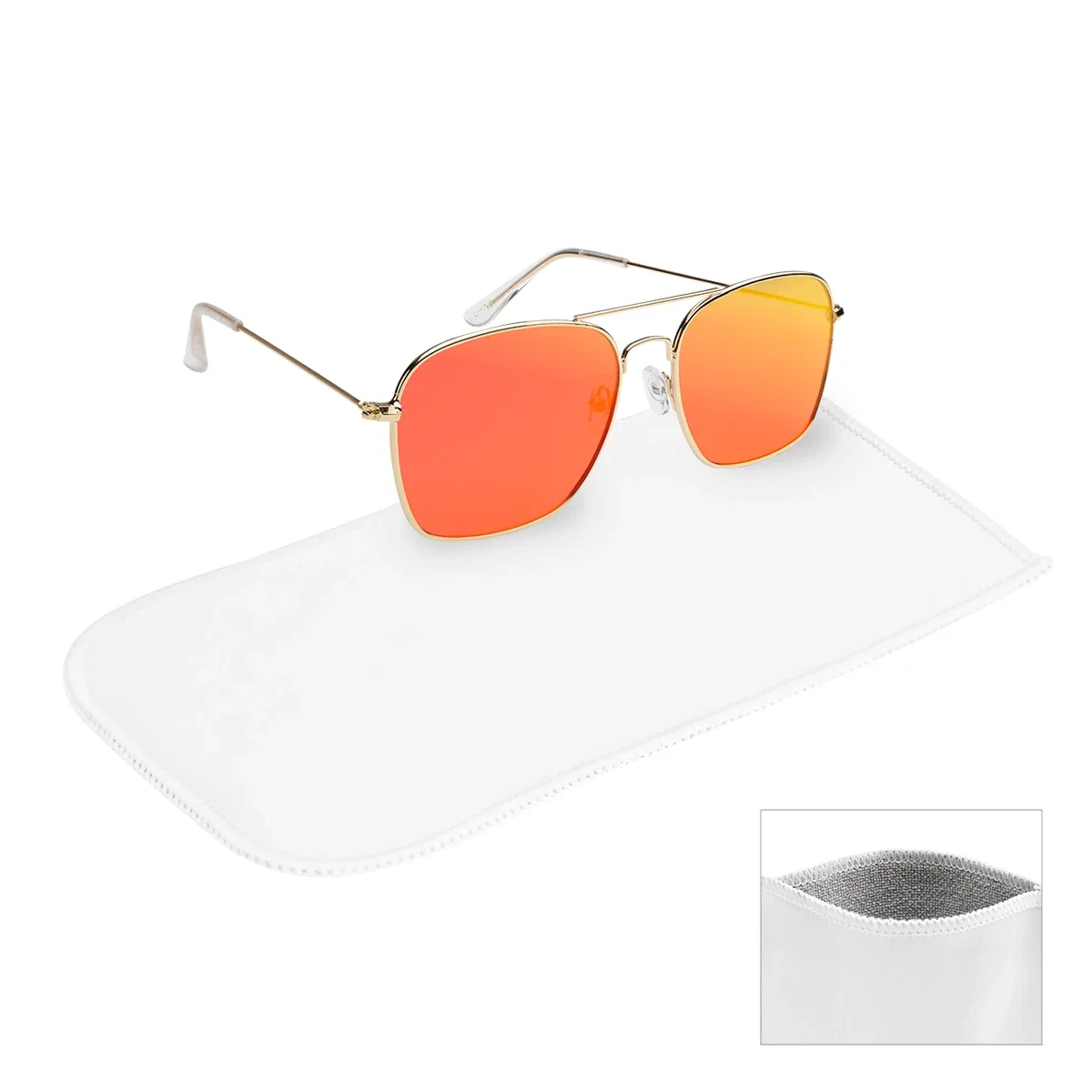 White sleeve sized to protect the folded eyewear
