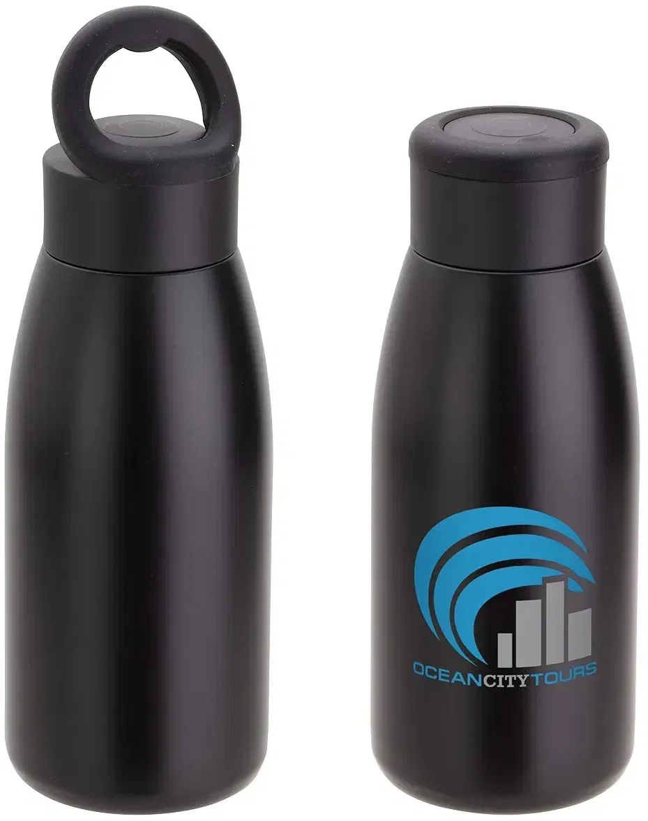 Avion Copper-Coated Stainless Bottle 12 oz, custom branded water bottle front view with logo