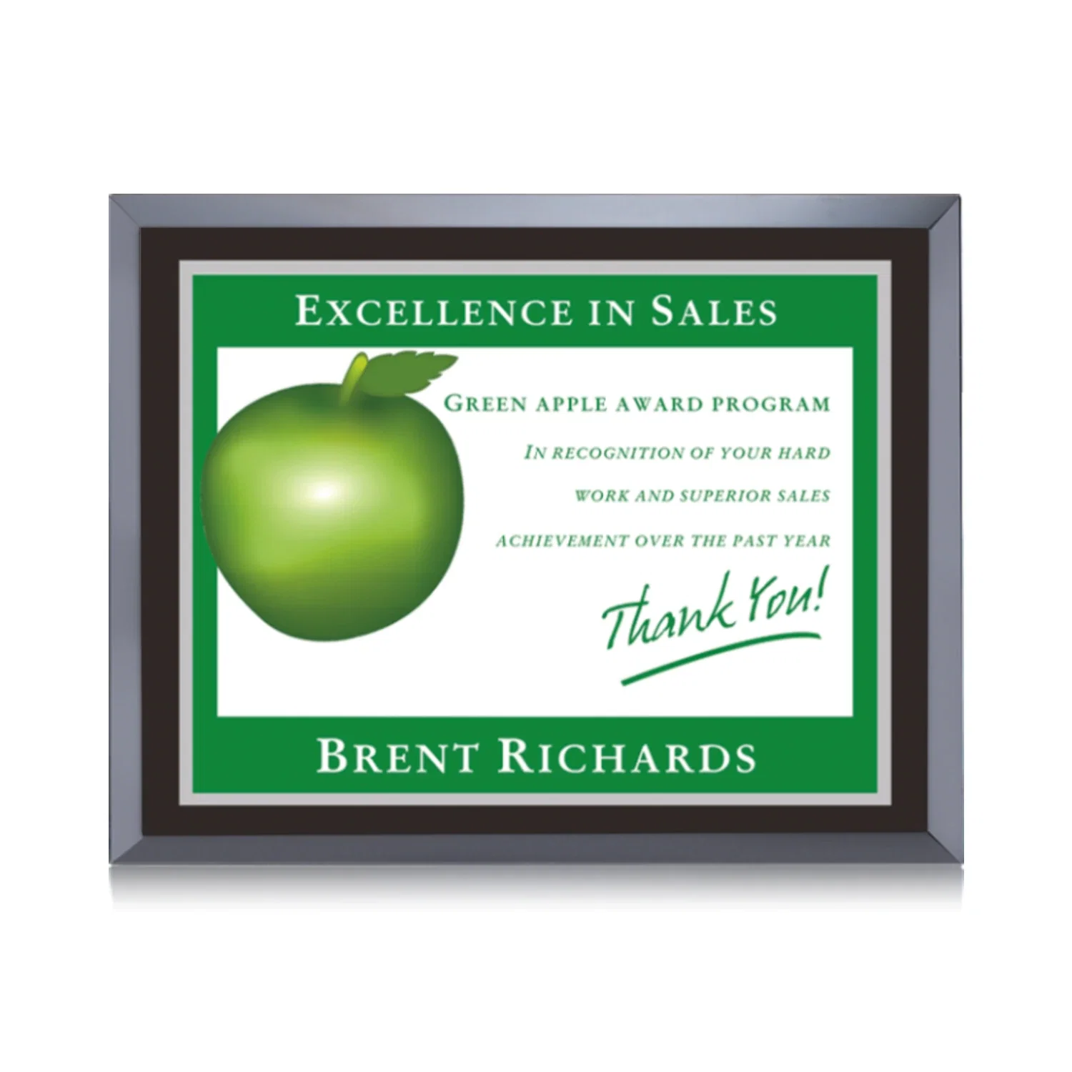 Custom Sublimated Insert Black Glass Wall Plaque for corporate award ceremonies