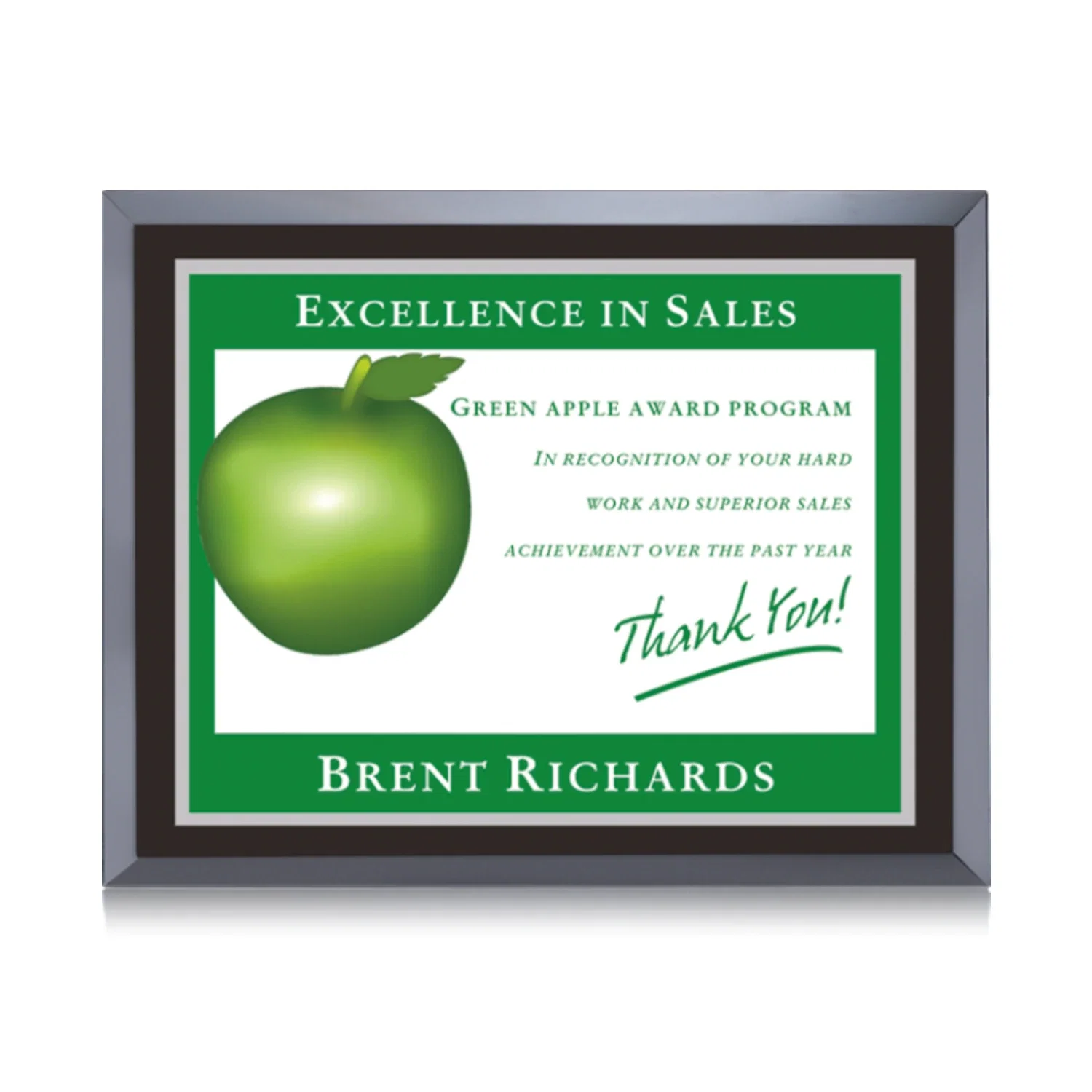 Custom Sublimated Insert Black Glass Wall Plaque for service anniversary gifts