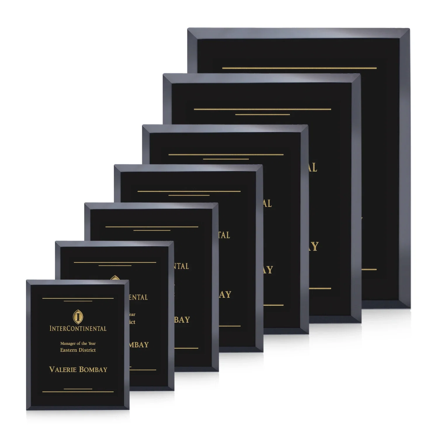 Custom Direct-Engraved Black Glass Wall Plaque With Single-Color Deep Etch for employee recognition