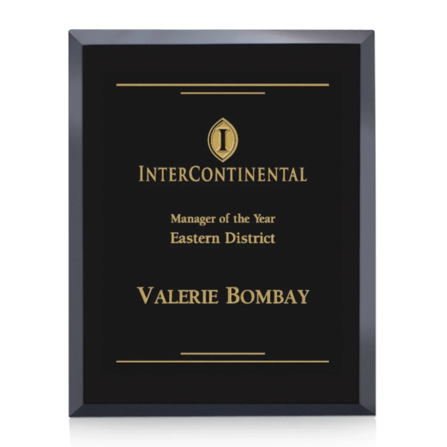 Custom Direct-Engraved Black Glass Wall Plaque With Single-Color Deep Etch for team milestone celebrations