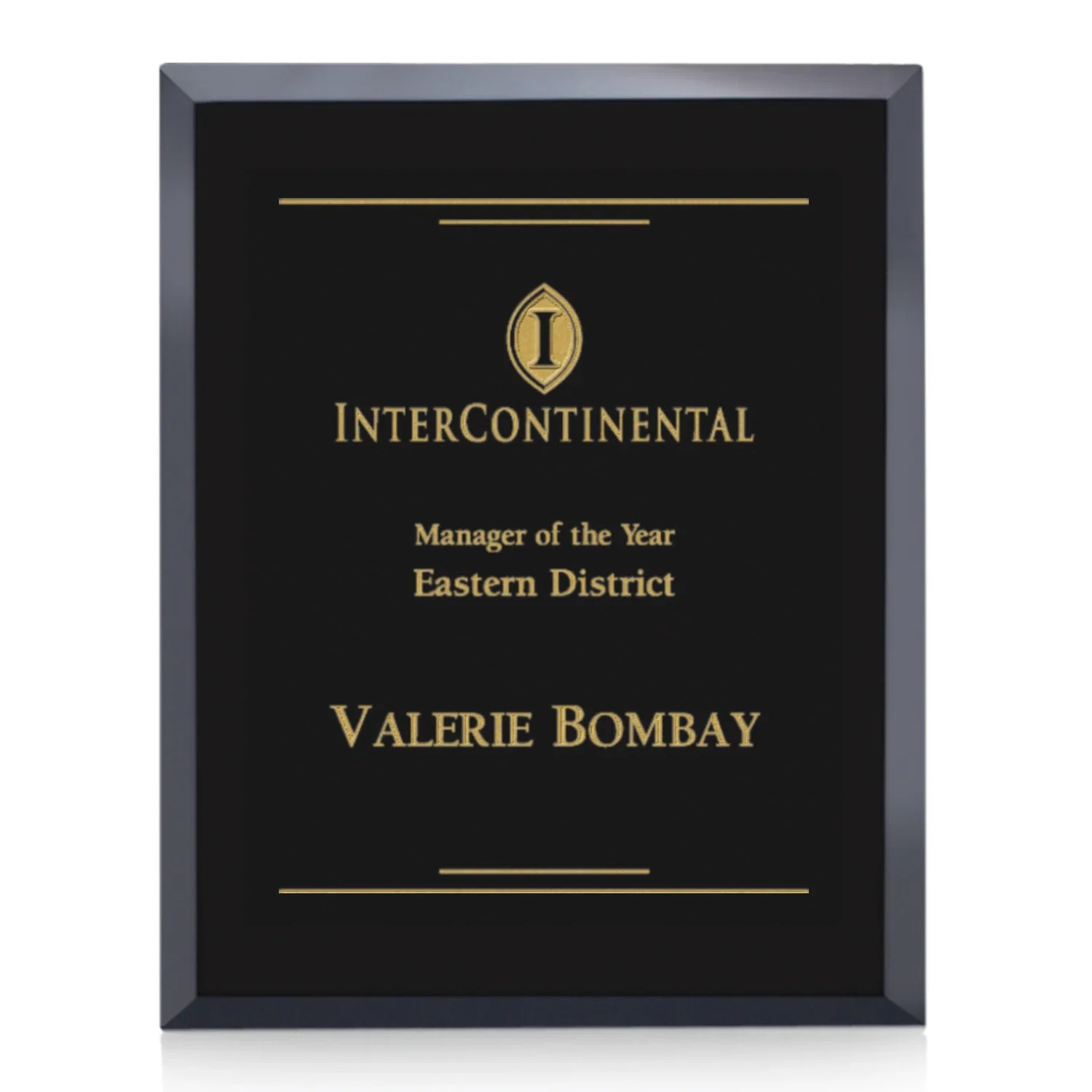 Custom Direct-Engraved Black Glass Wall Plaque With Single-Color Deep Etch for donor appreciation