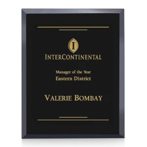 Direct-Engraved Black Glass Wall Plaque With Single-Color Deep Etch