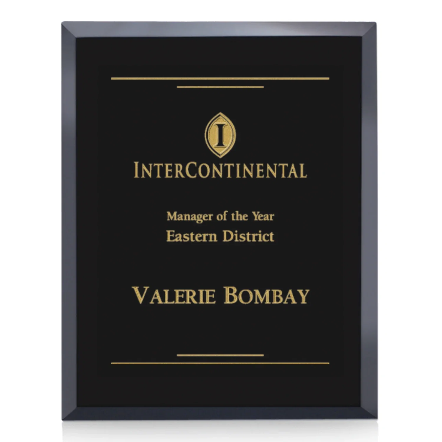 Custom Direct-Engraved Black Glass Wall Plaque With Single-Color Deep Etch for graduation ceremonies