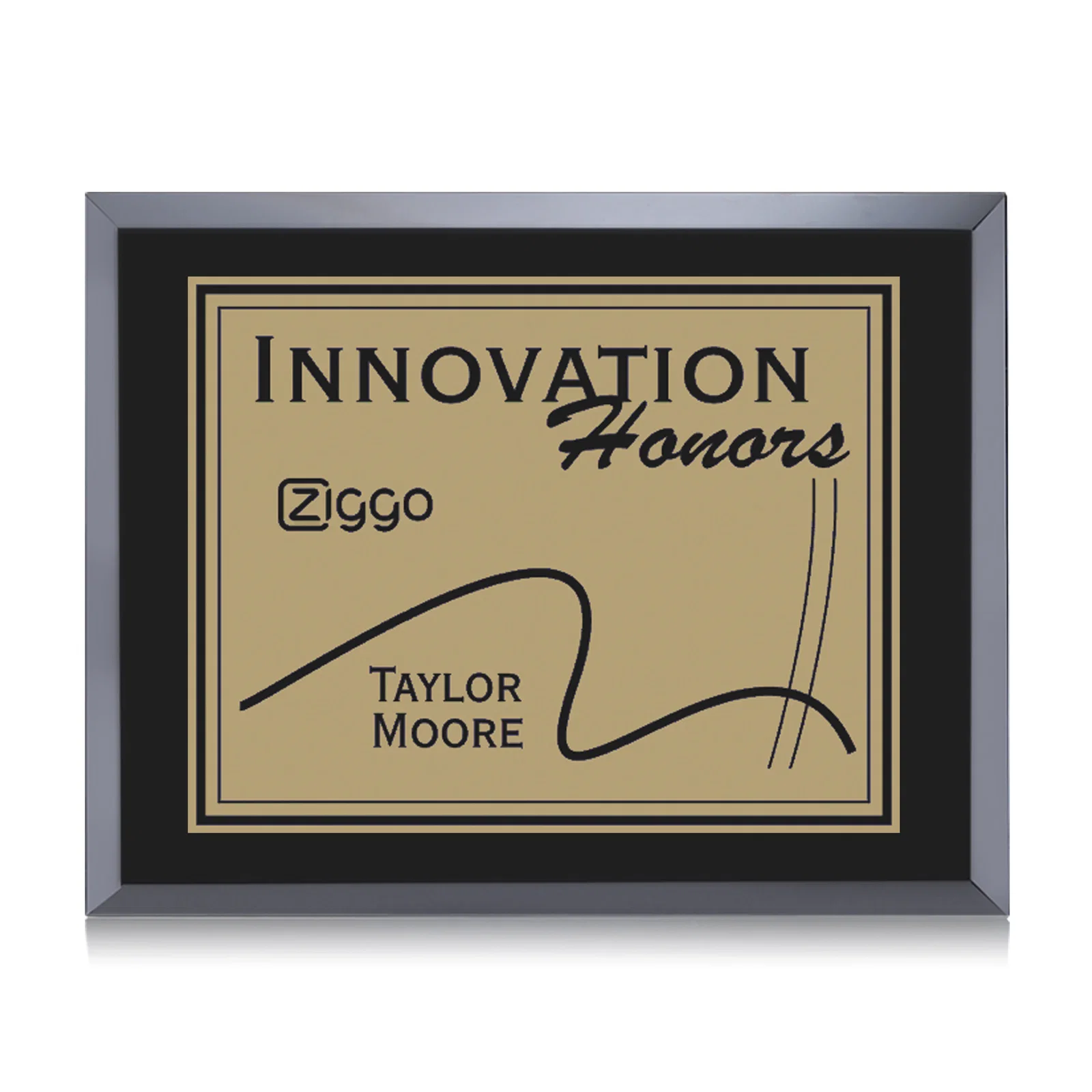 Custom Black Glass Wall Plaque With Gold Metal Plate for donor appreciation