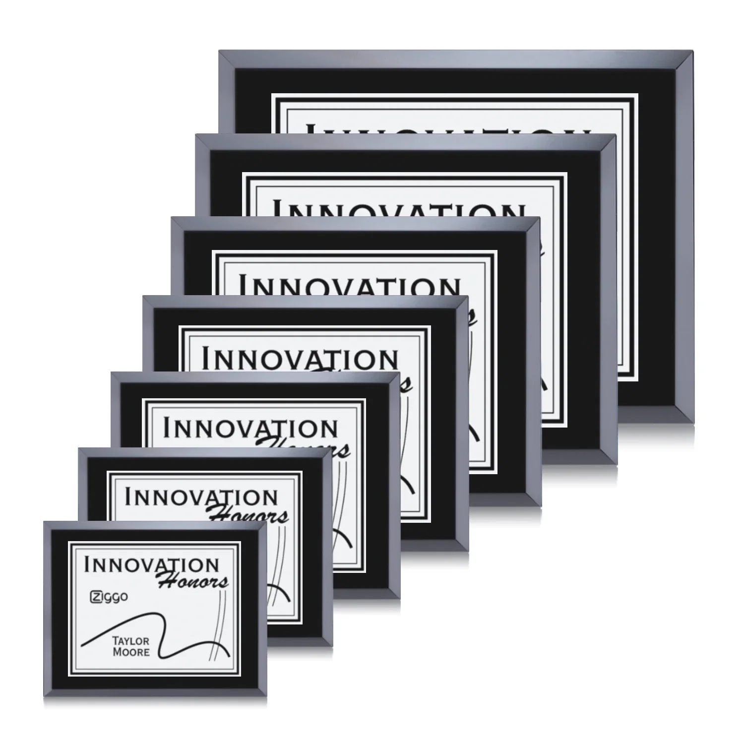 Custom Silver Plate Black Glass Wall Plaque for employee recognition