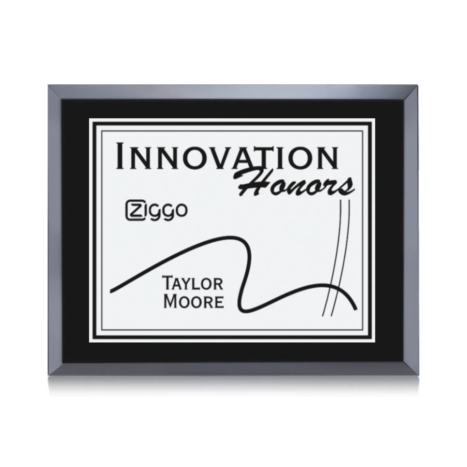 Custom Silver Plate Black Glass Wall Plaque for corporate award ceremonies