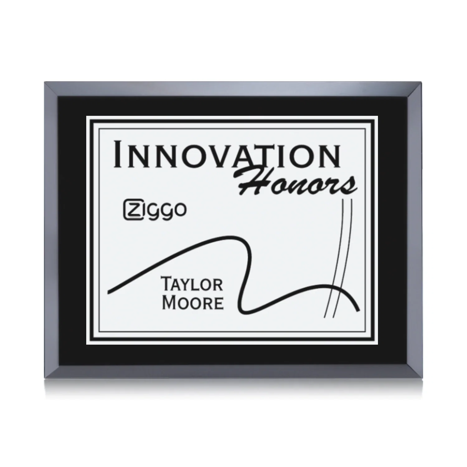 Custom Silver Plate Black Glass Wall Plaque for service anniversary gifts