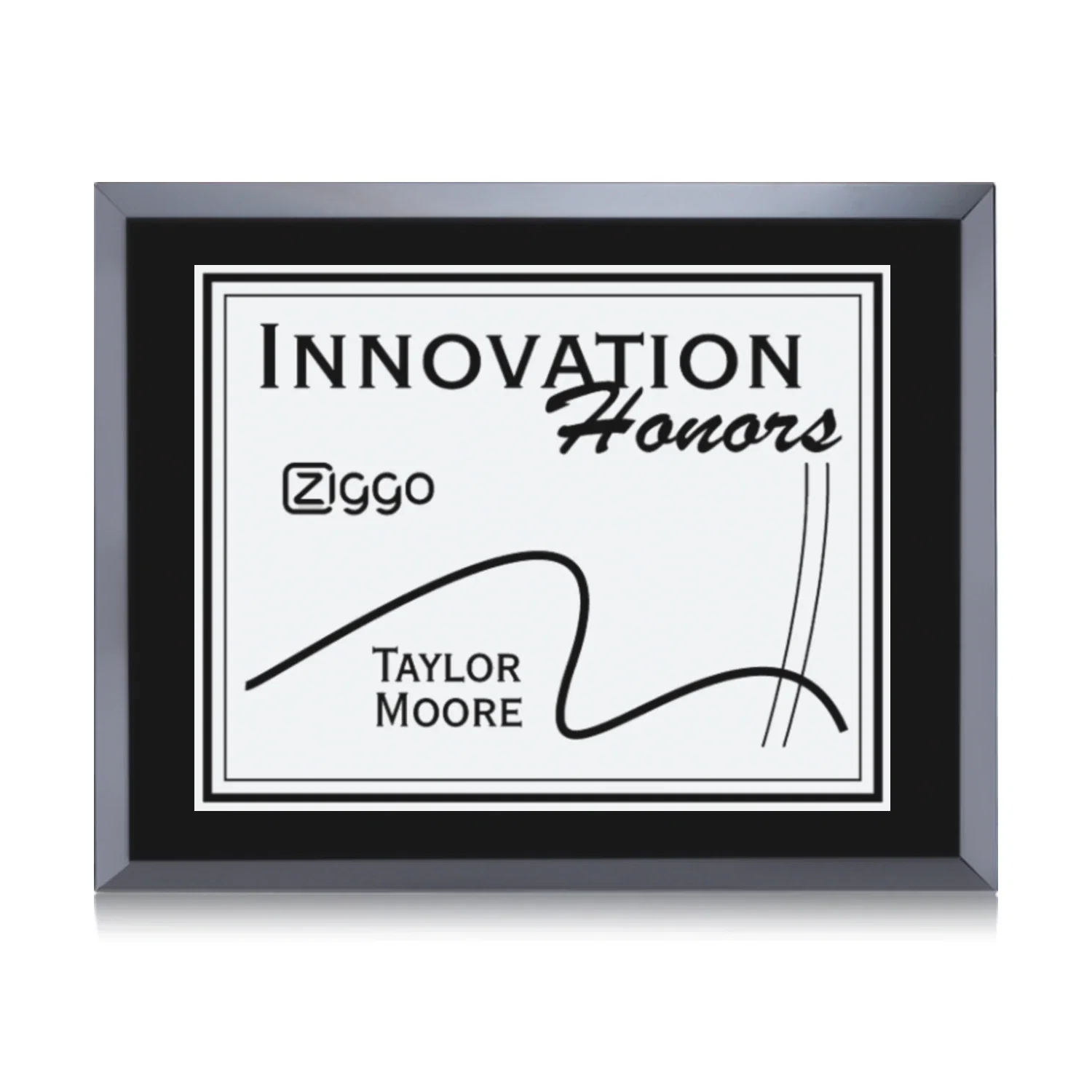 Custom Silver Plate Black Glass Wall Plaque for sales achievement awards