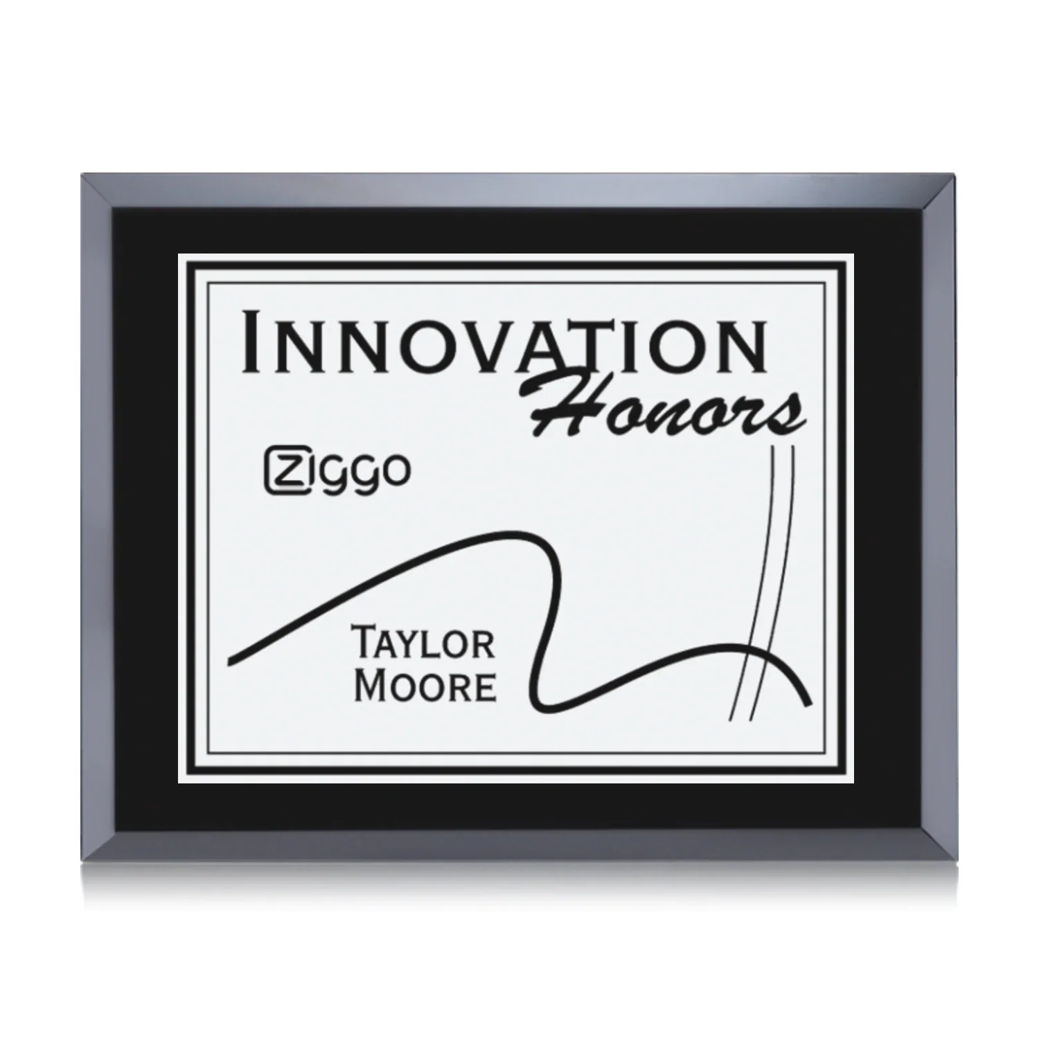 Custom Silver Plate Black Glass Wall Plaque for retirement presentations