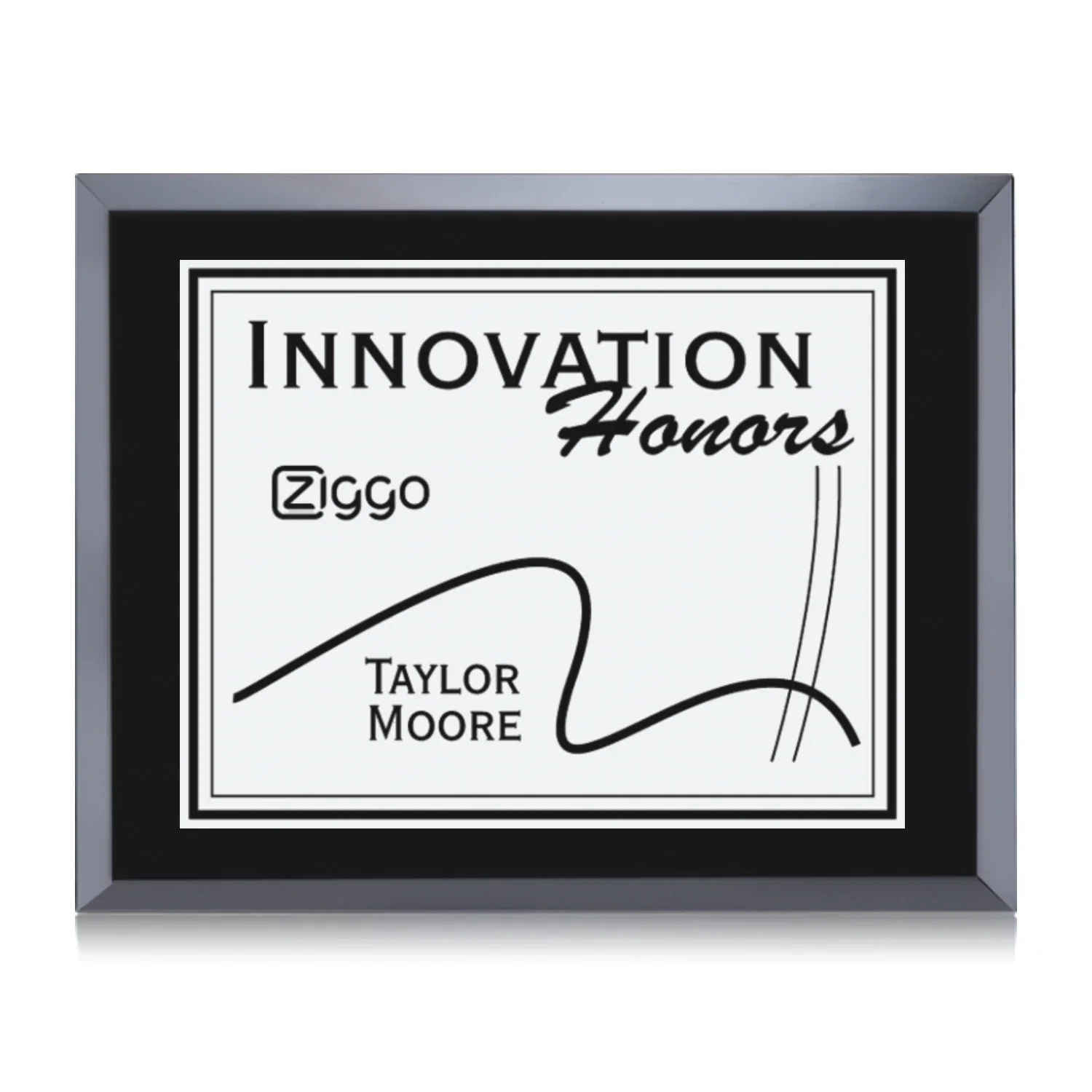 Custom Silver Plate Black Glass Wall Plaque for team milestone celebrations