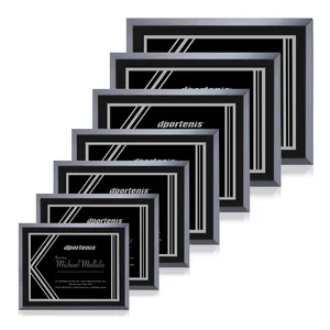 Black Glass Wall Plaque With Black-and-Silver Metal Plate