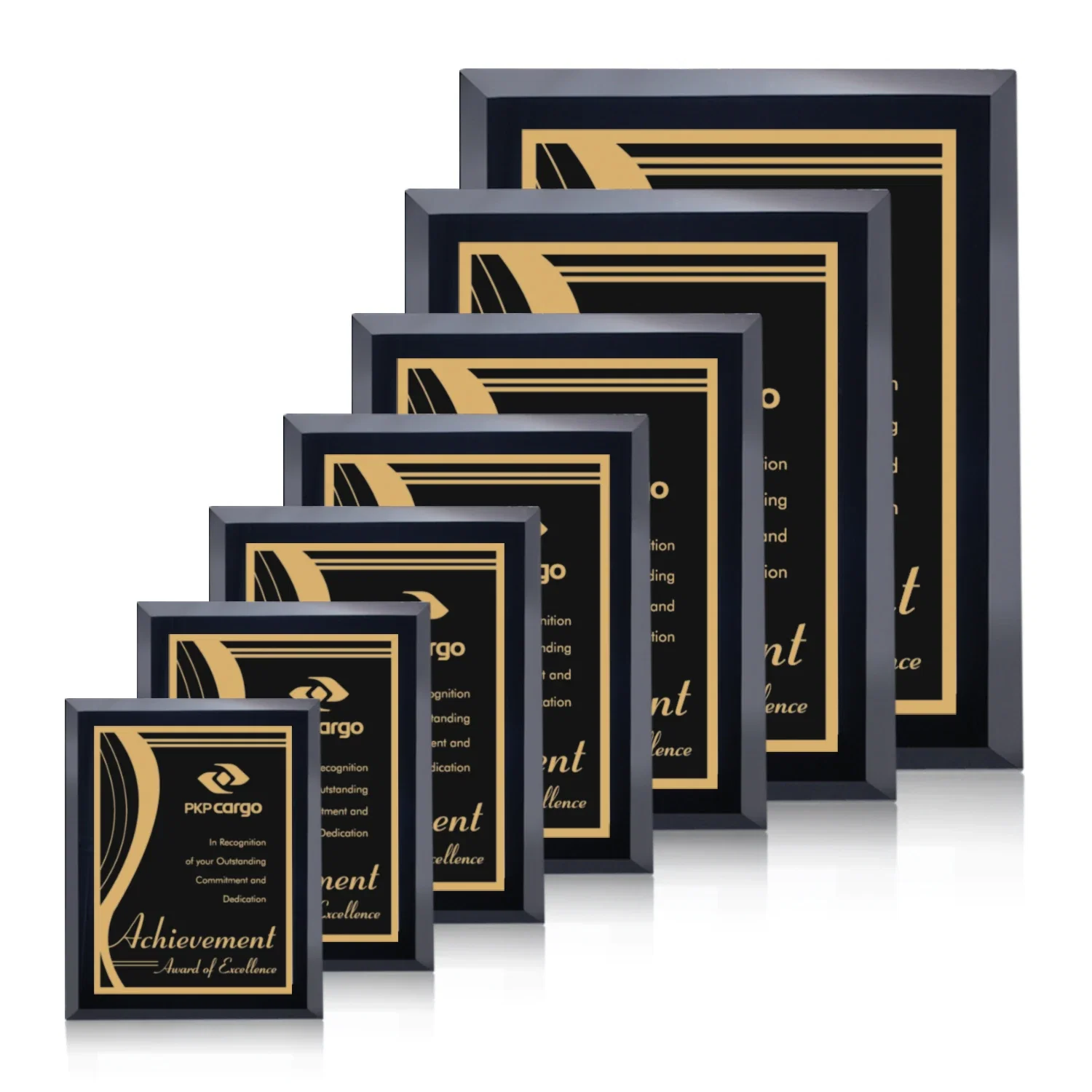 Custom Black Glass Wall Plaque With Gold-Tone Contrast Plate for employee recognition
