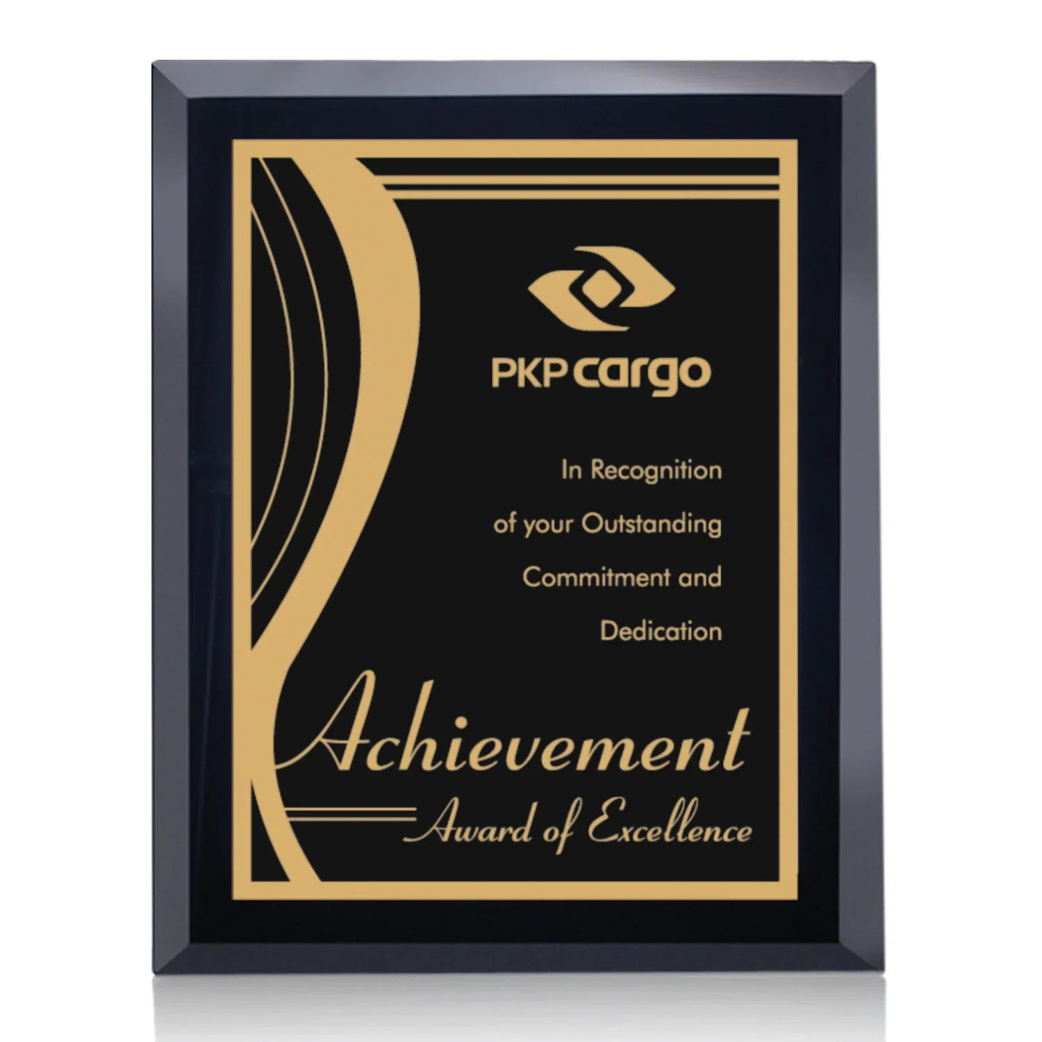 Custom Black Glass Wall Plaque With Gold-Tone Contrast Plate for donor appreciation