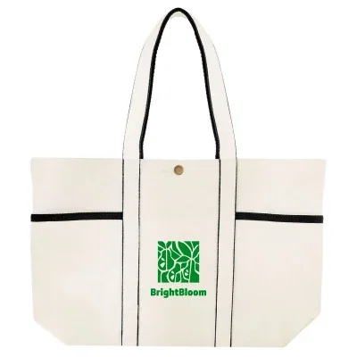 Recycled cotton canvas tote bag with contrasting webbed handles