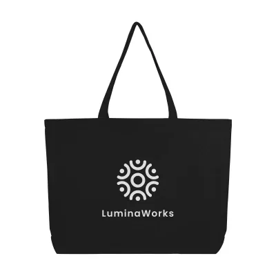 Oversized recycled cotton shopper tote standing upright and empty