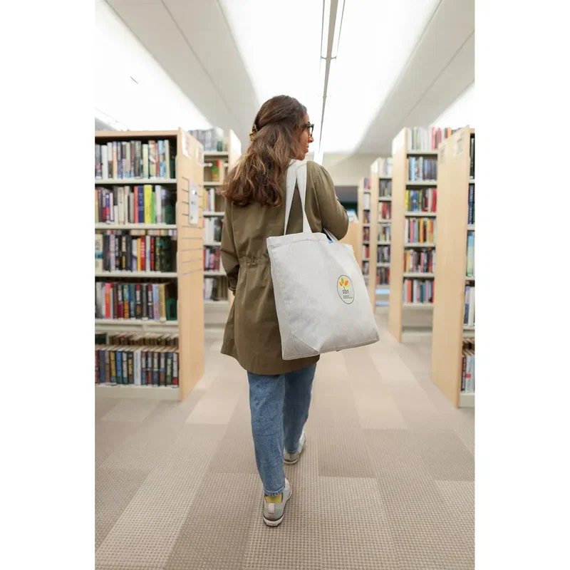 AWARE™ Recycled Cotton Shopper Tote Bag with Interior Zip Pocket — view 10
