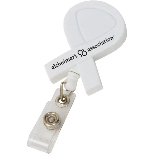 Awareness Ribbon Retractable Badge Reel back view showing pocket clip and 24-inch cord