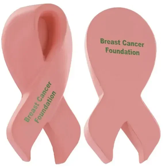Custom Awareness Ribbon Stress Reliever, branded promotional foam squeeze toy side profile view