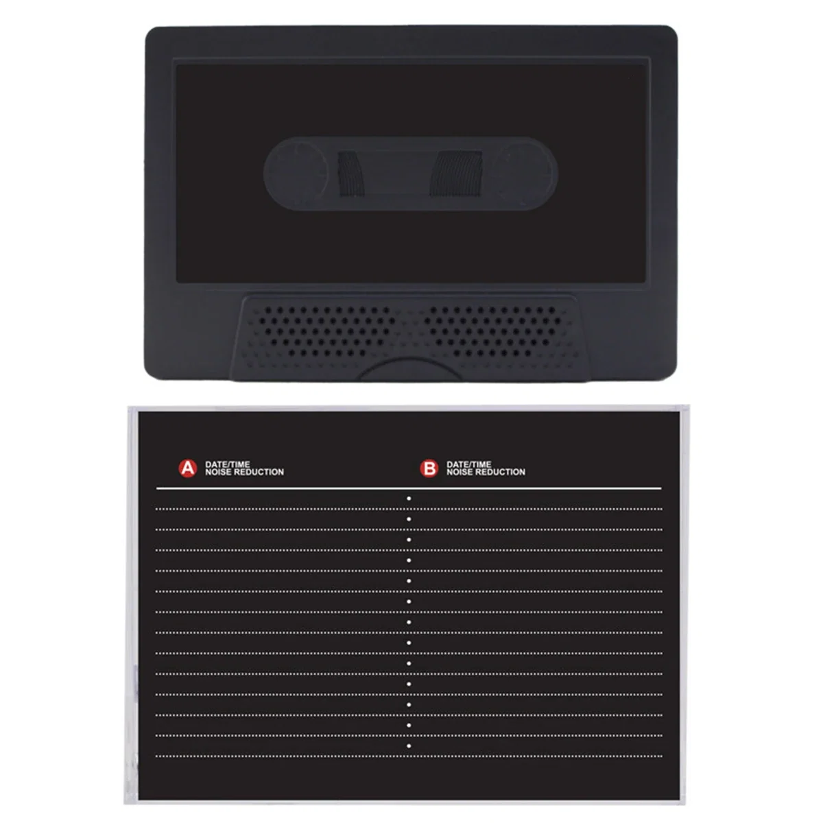 Back side with playback buttons and a charging port