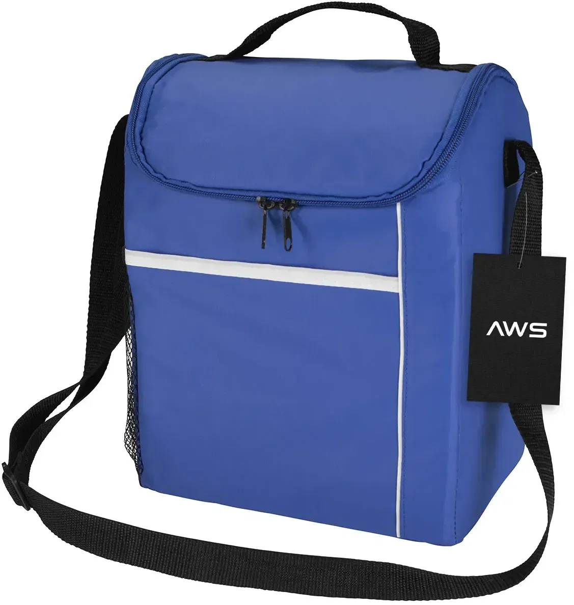 Insulated cooler bag measuring nine inches across the front