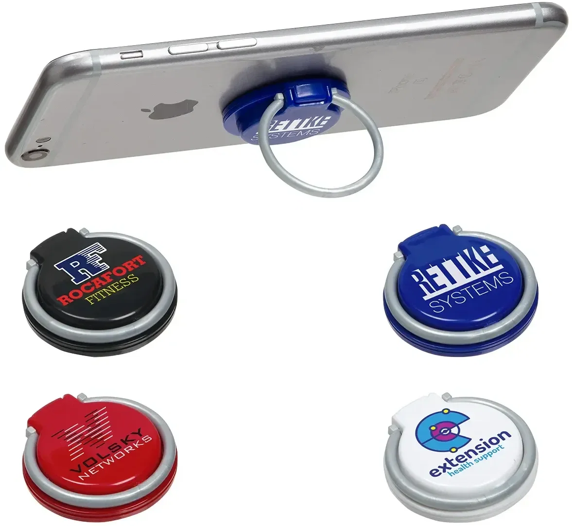 Axis 360 Phone Ring Stand, custom promotional phone ring front view with logo
