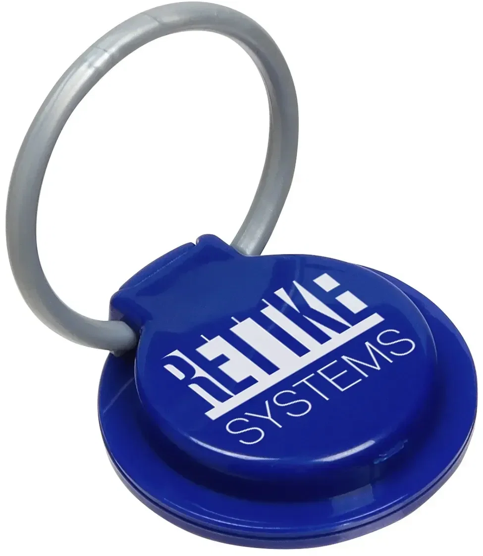 Custom Axis 360 ring stand propping phone upright in landscape